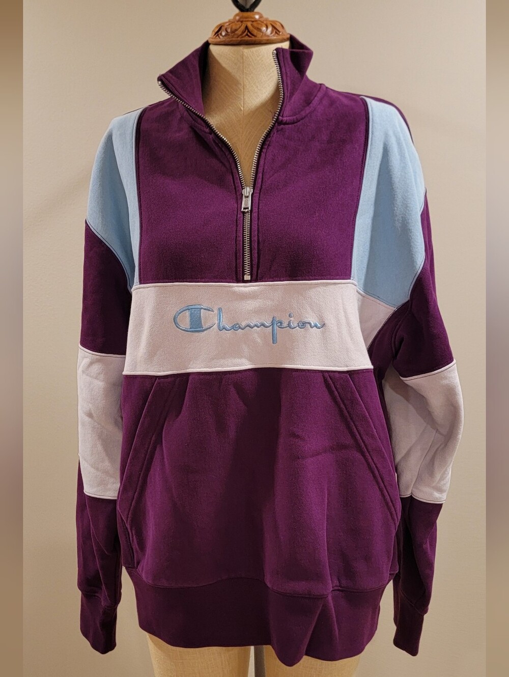 Champion Reverse Weave Women's Purple Half-Zip Pullover Sweater